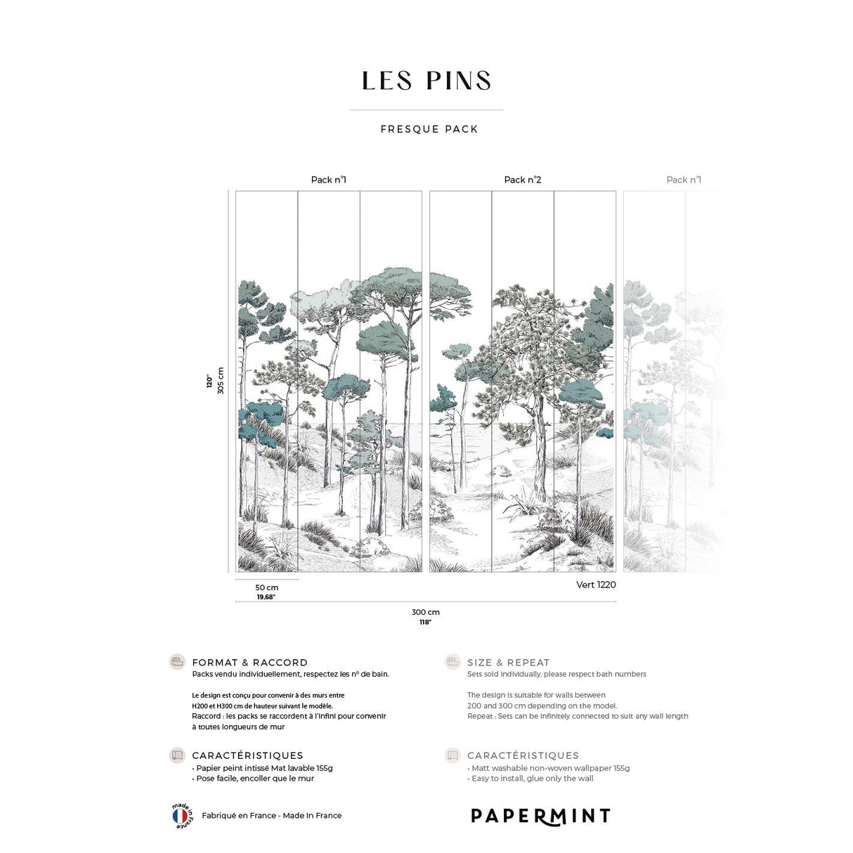 Papermint Pines Pack 1 & 2 in Green Wall Mural