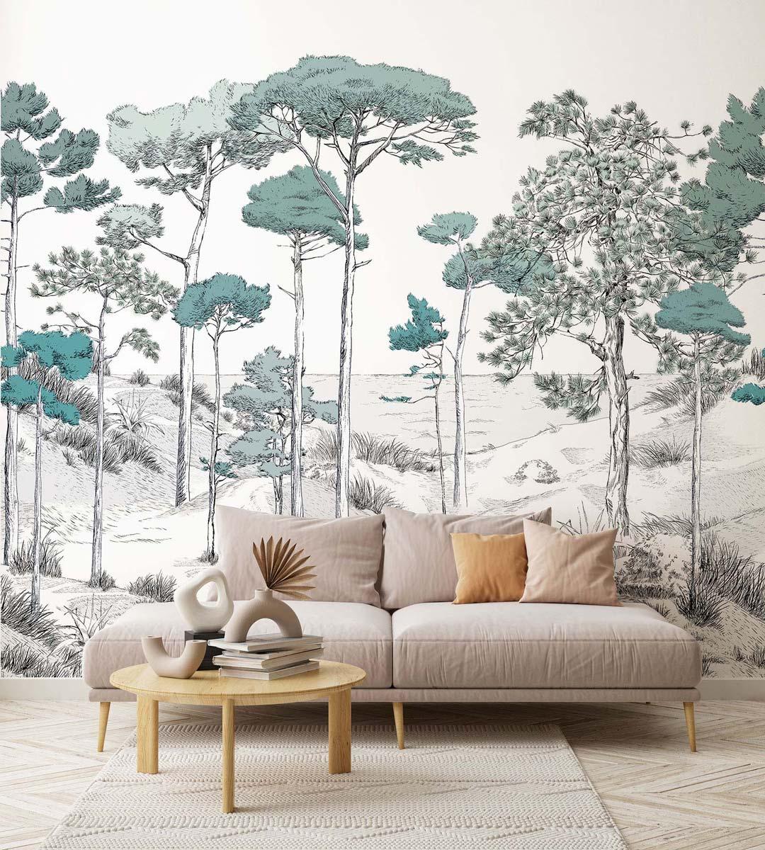 Veer Decor Pines Pack 1 & 2 in Green Wall Mural