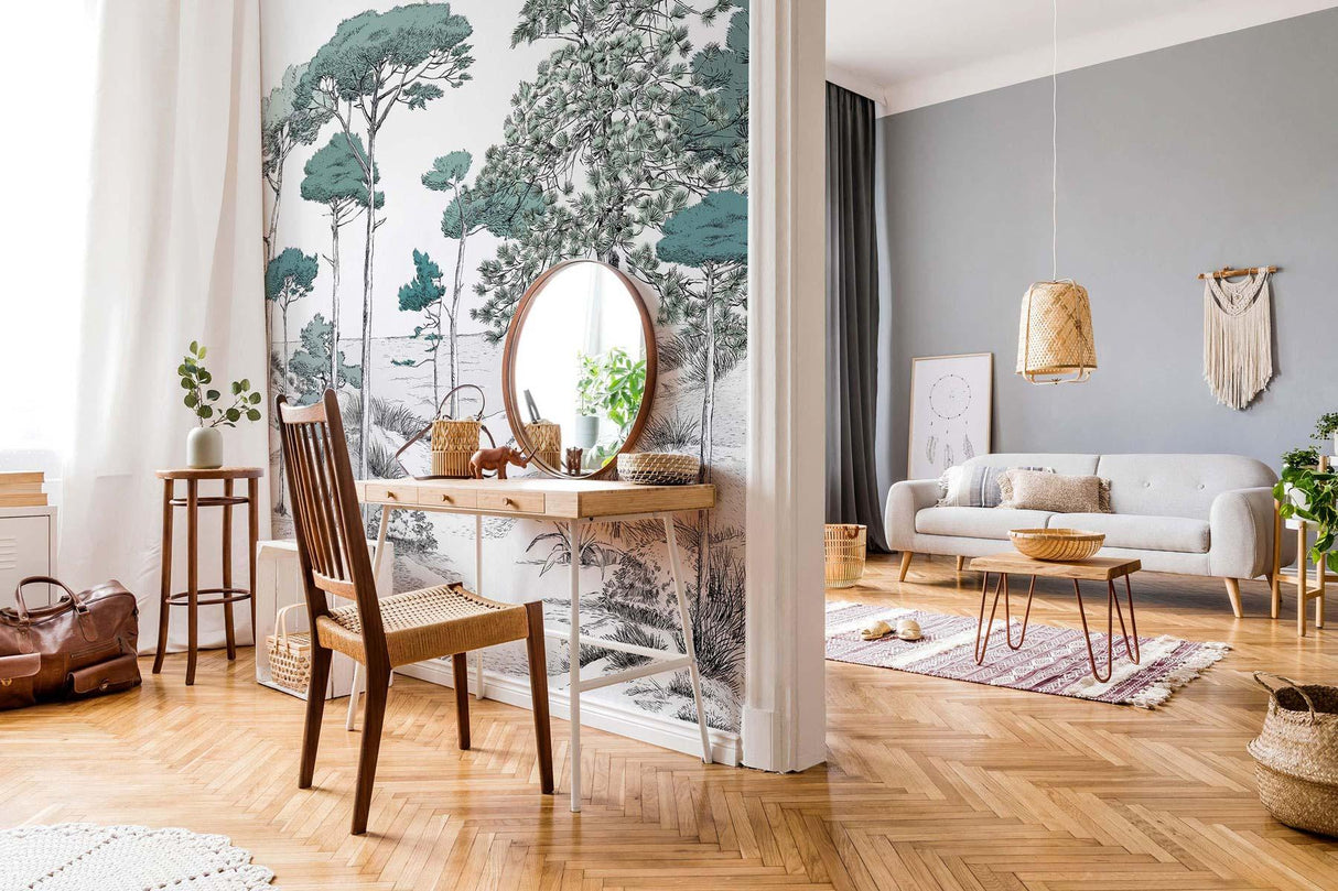 Veer Decor Pines Pack 1 & 2 in Green Wall Mural