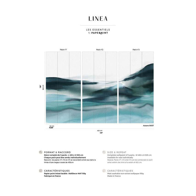Papermint Linea Pack 1, 2 & 3 in Blue Wall Mural