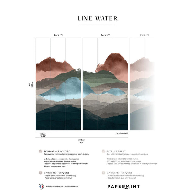 Papermint Line Water Pack 1 & 2 in Multi Wall Mural