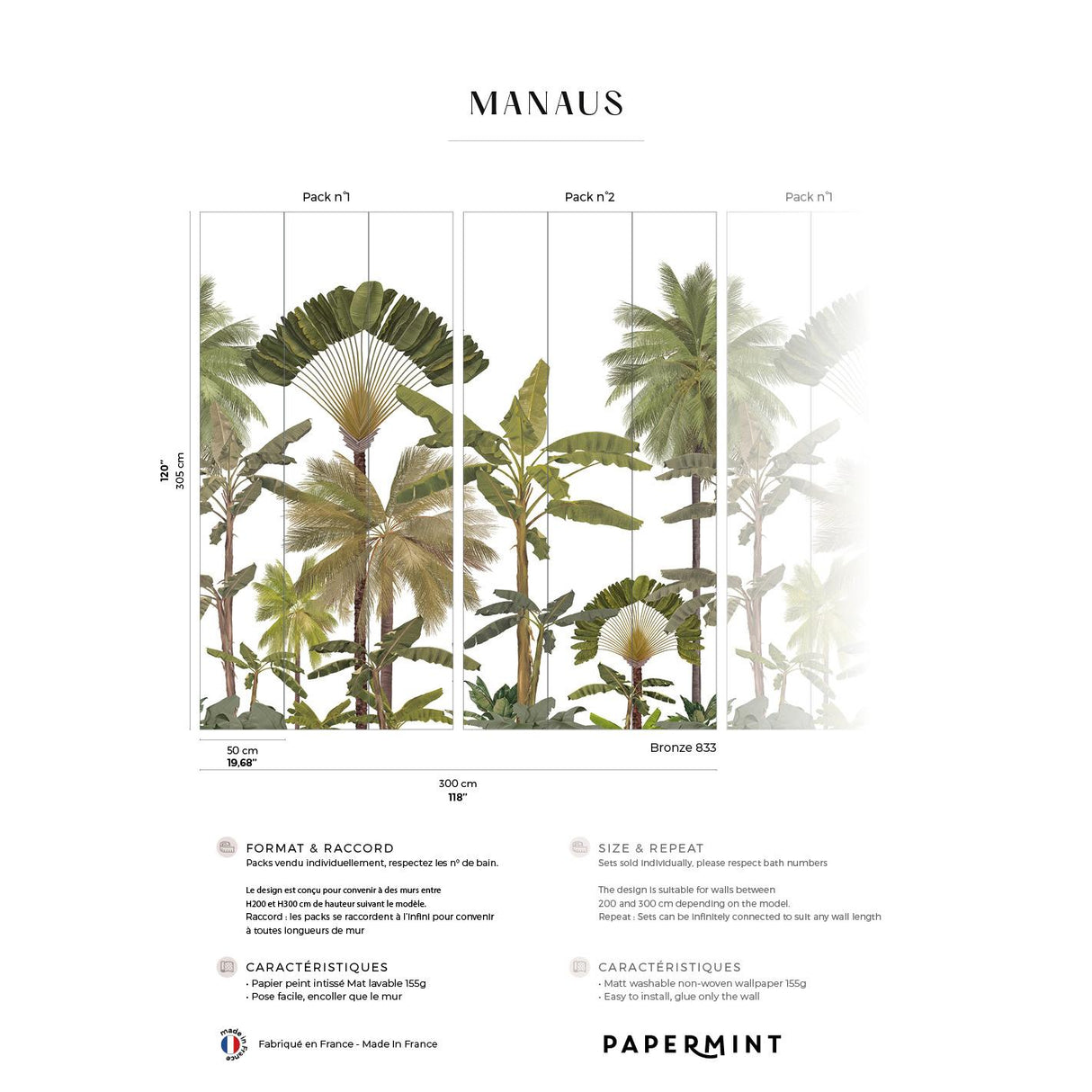 Papermint Manaus Pack 1 & 2 in Green Wall Mural