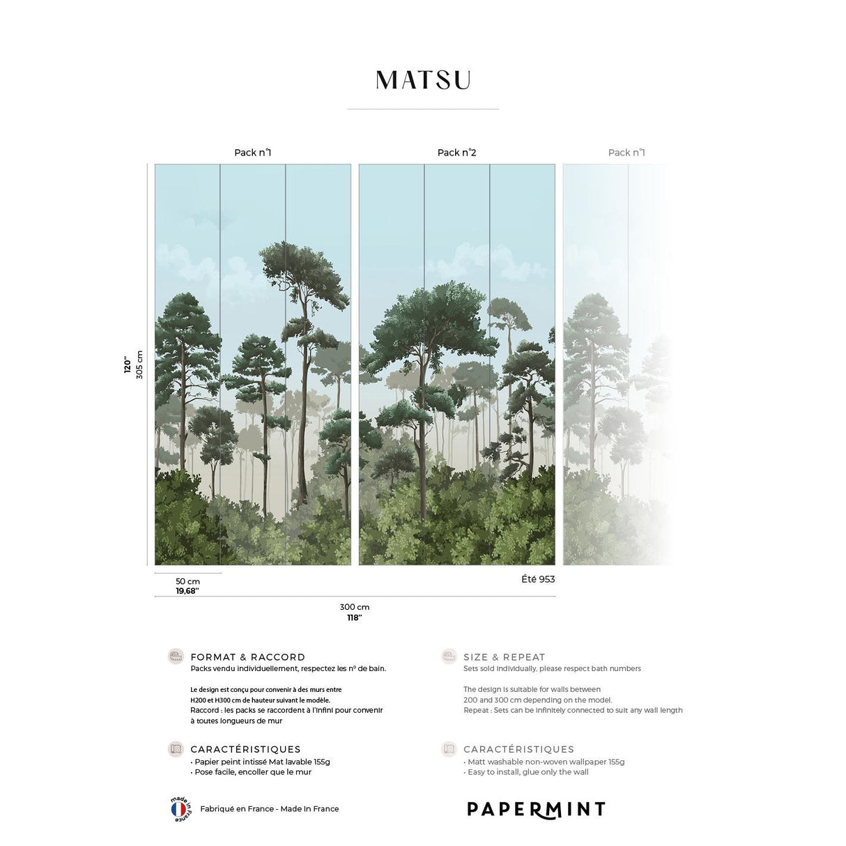 Papermint Matsu Pack 1 & 2 in Blue Wall Mural