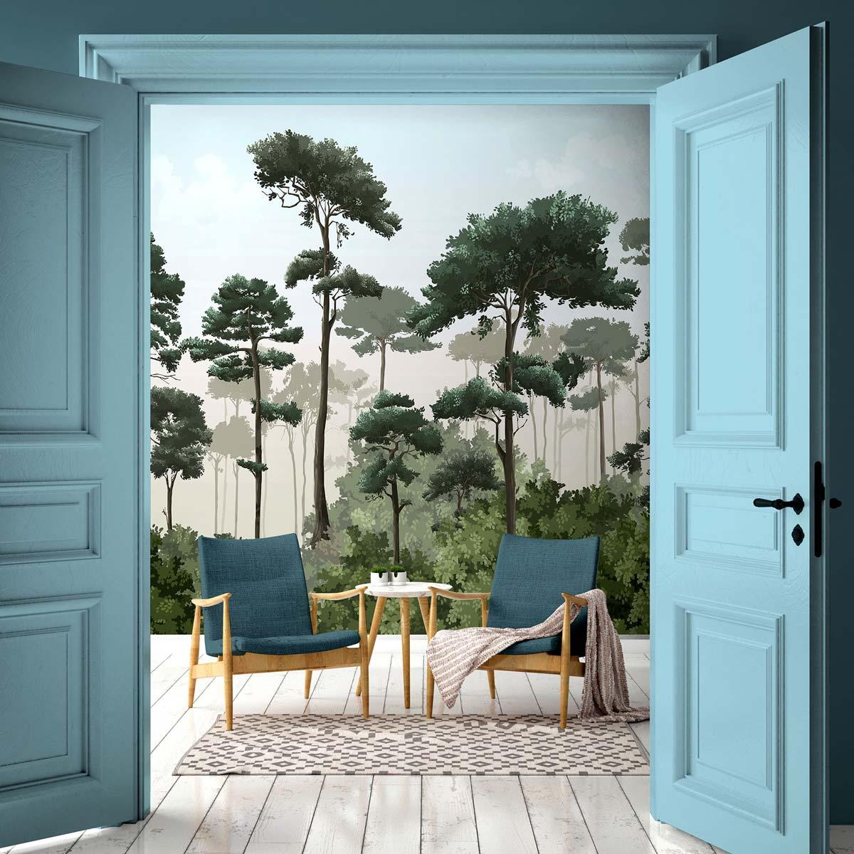 Veer Decor Matsu Pack 1 & 2 in Blue Wall Mural