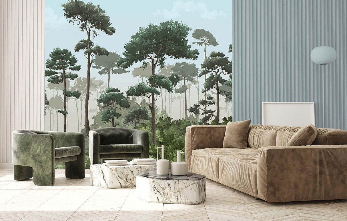 Veer Decor Matsu Pack 1 & 2 in Blue Wall Mural