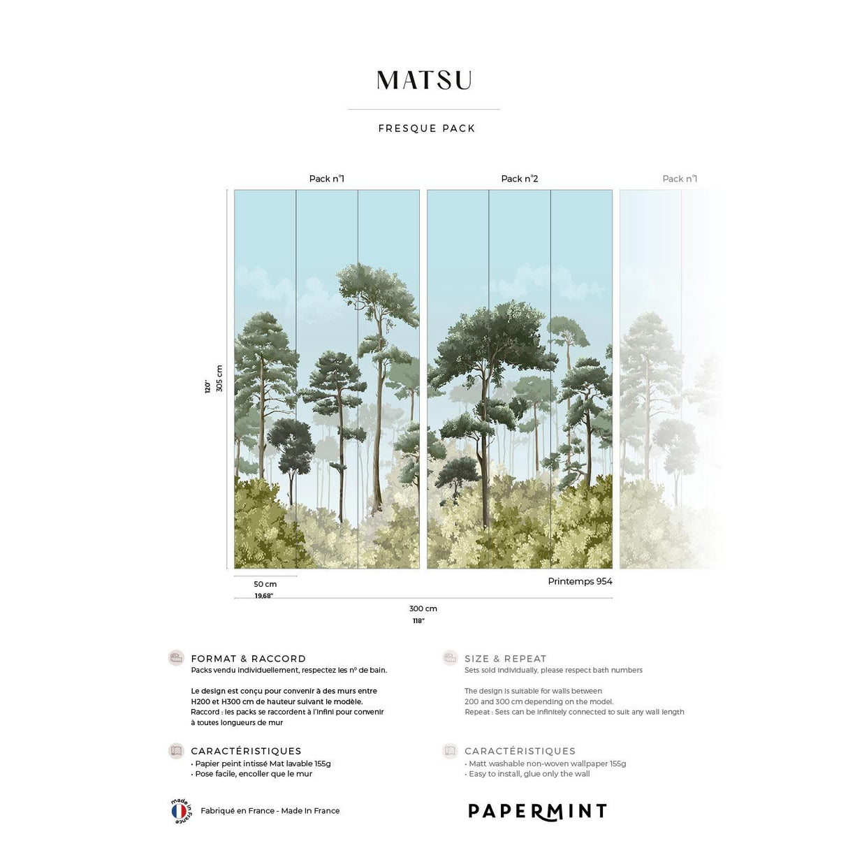 Papermint Matsu Pack 1 & 2 in Green Wall Mural