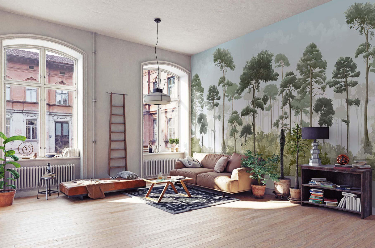 Veer Decor Matsu Pack 1 & 2 in Green Wall Mural