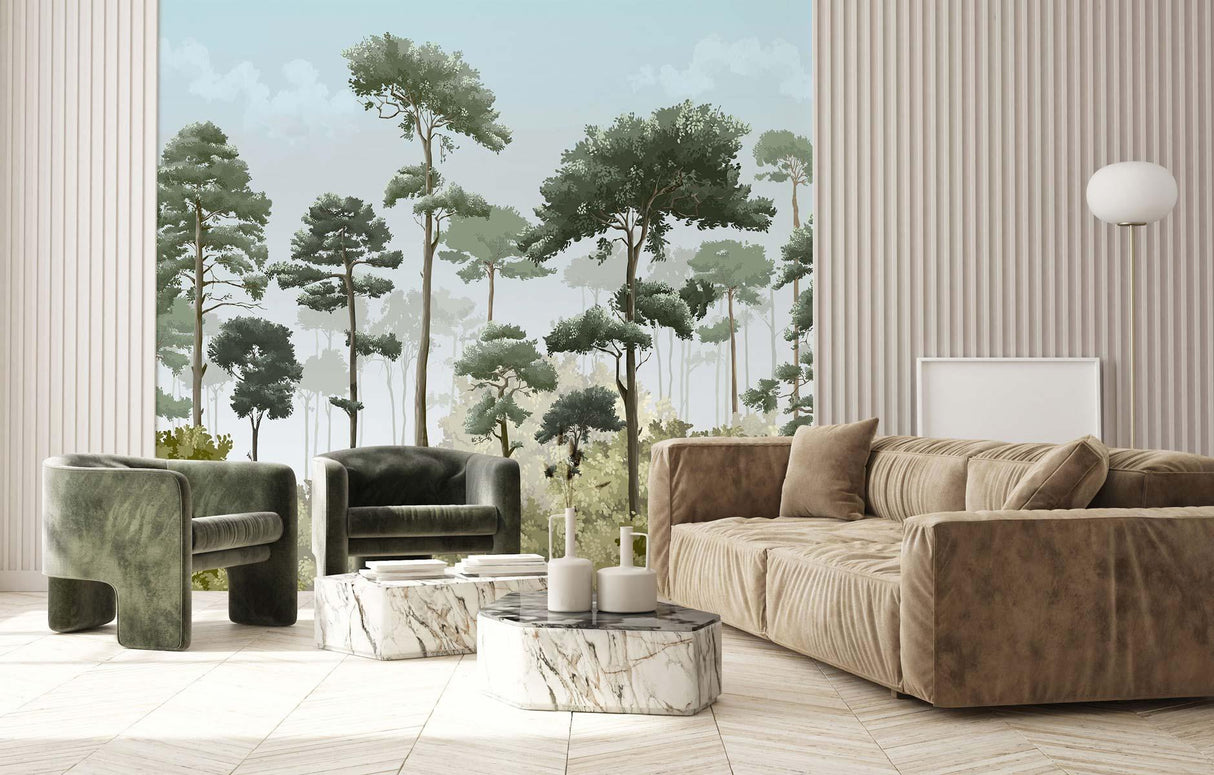 Veer Decor Matsu Pack 1 & 2 in Green Wall Mural