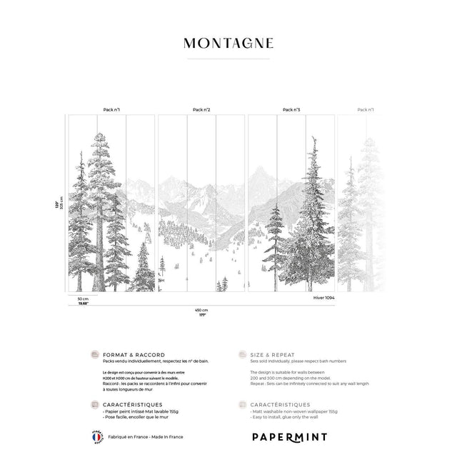Papermint Mountains Pack 1, 2 & 3 in Black Wall Mural