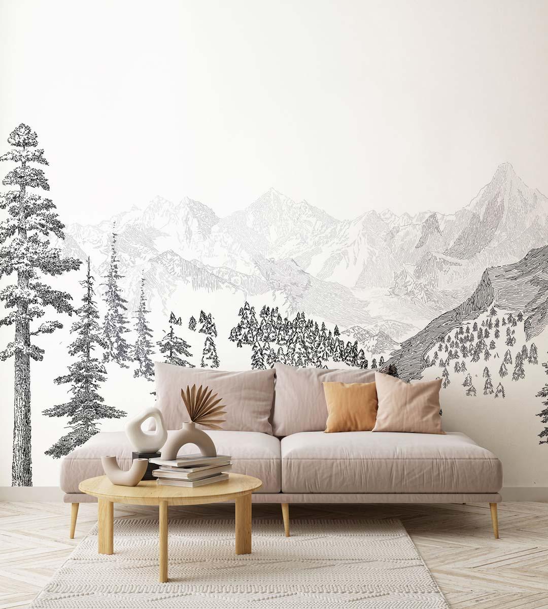 Veer Decor Mountains Pack 1, 2 & 3 in Black Wall Mural