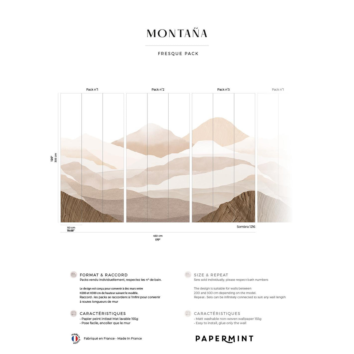 Papermint Montagna Pack 1, 2 & 3 in Pink Wall Mural