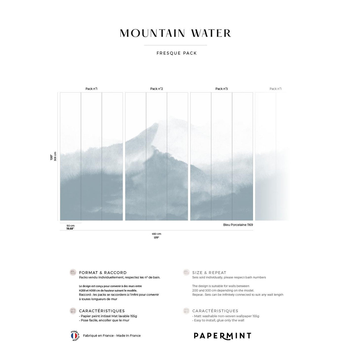 Papermint Mountain Water Pack 1, 2 & 3 in Blue Wall Mural