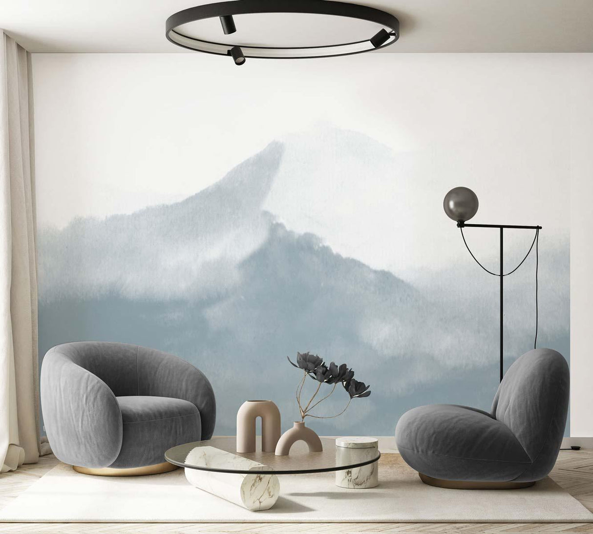Veer Decor Mountain Water Pack 1, 2 & 3 in Blue Wall Mural