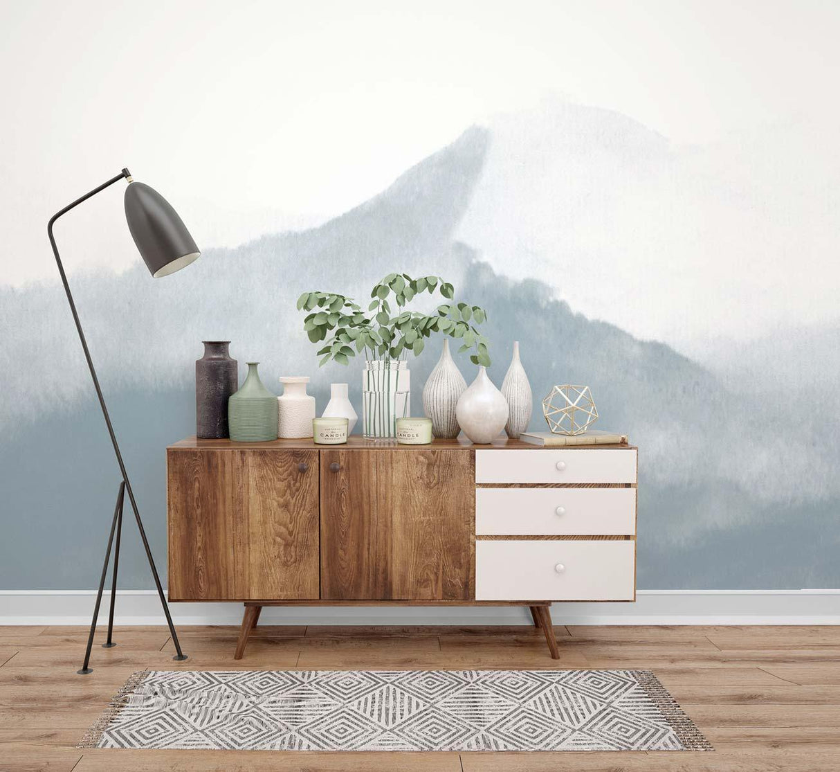 Veer Decor Mountain Water Pack 1, 2 & 3 in Blue Wall Mural