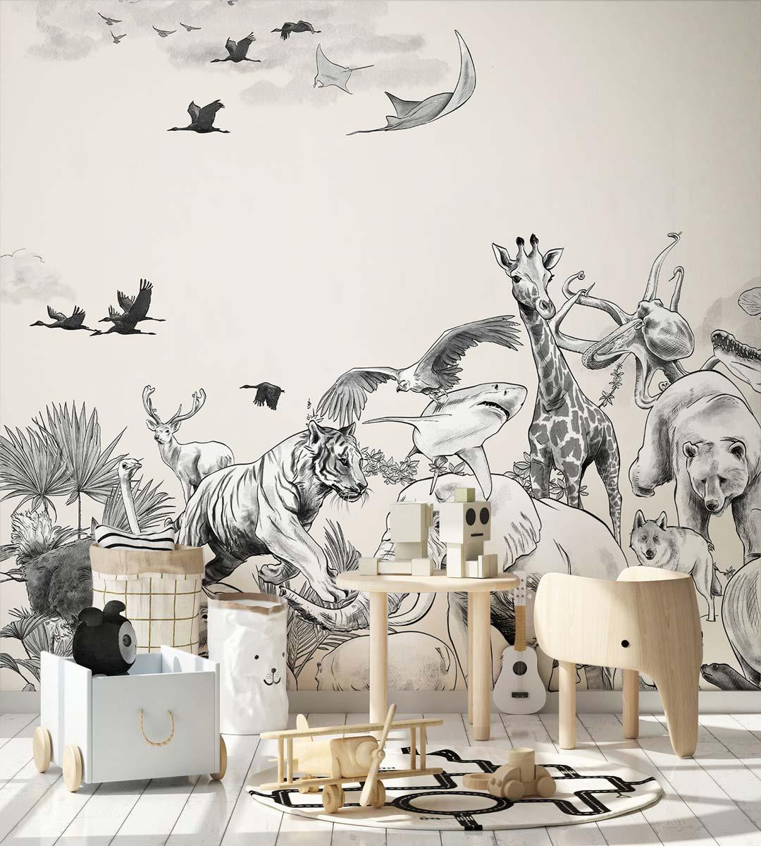 Veer Decor Noah Pack 1, 2 & 3 in Gray Wall Mural