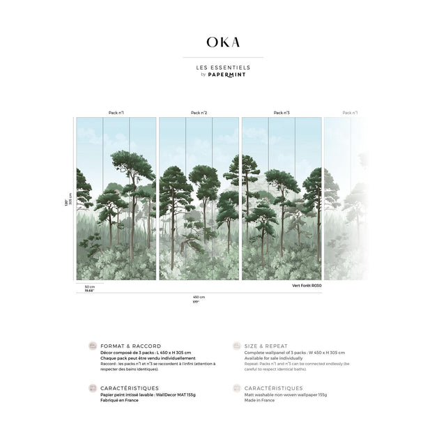 Papermint Oka Pack 1, 2 & 3 in Green Wall Mural
