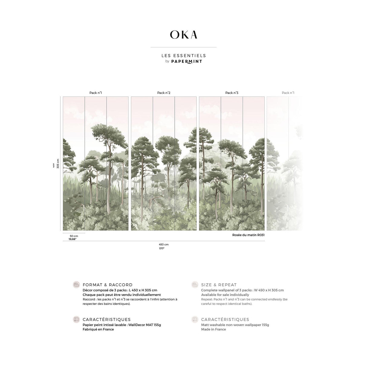 Papermint Oka Pack 1, 2 & 3 in Pink Wall Mural