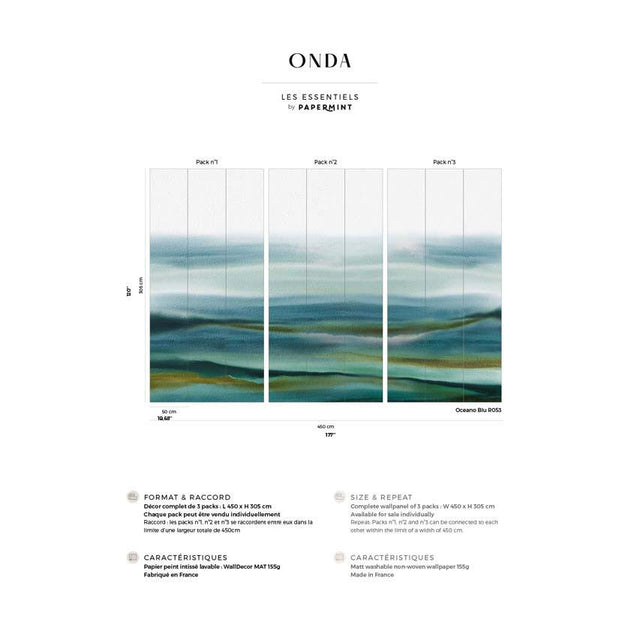 Papermint Onda Pack 1, 2 & 3 in Blue Wall Mural