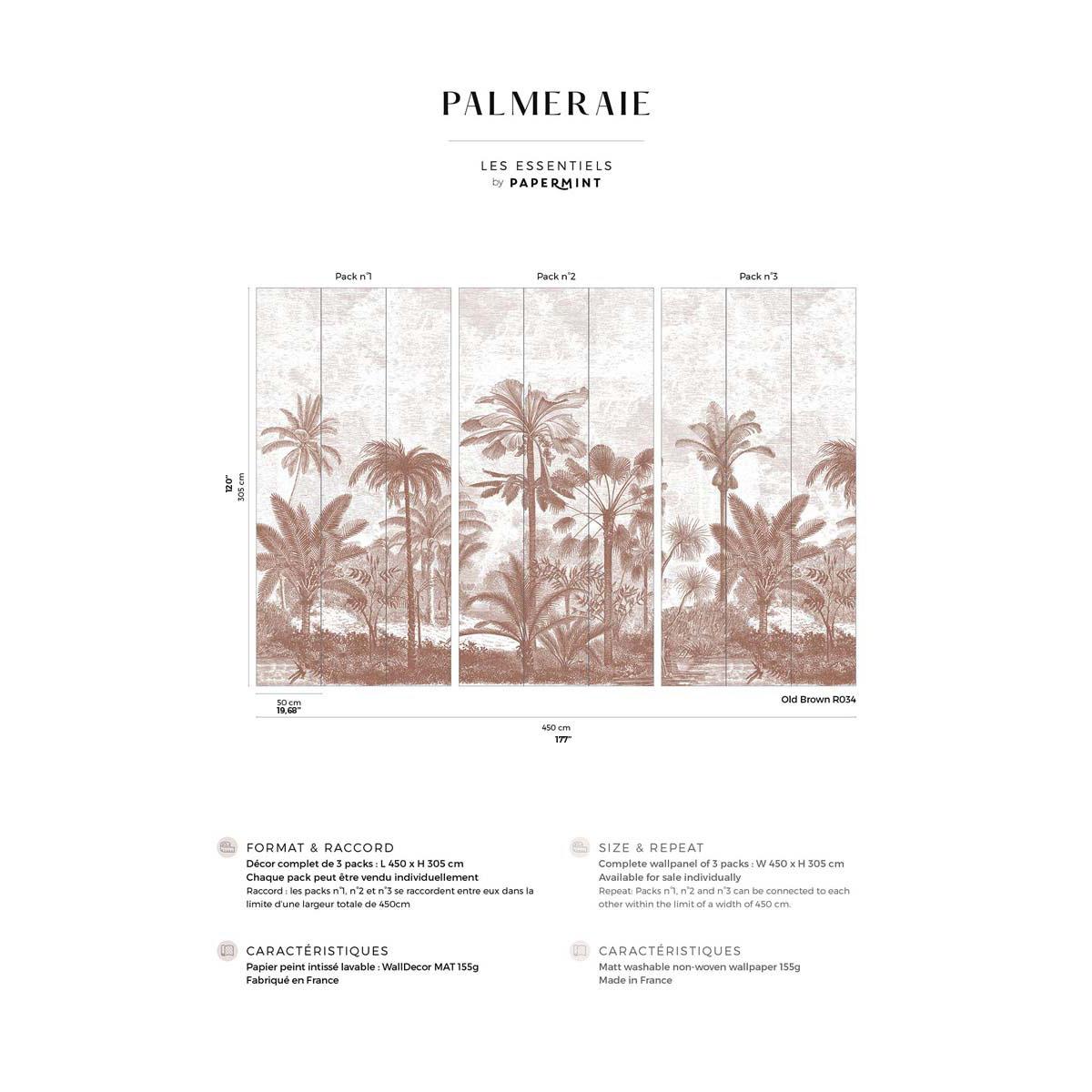 Papermint Palm Grove Pack 1, 2 & 3 in Brown Wall Mural