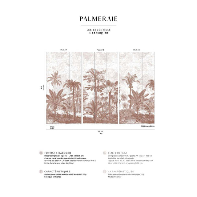 Papermint Palm Grove Pack 1, 2 & 3 in Brown Wall Mural