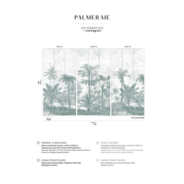 Papermint Palm Grove Pack 1, 2 & 3 in Green Wall Mural