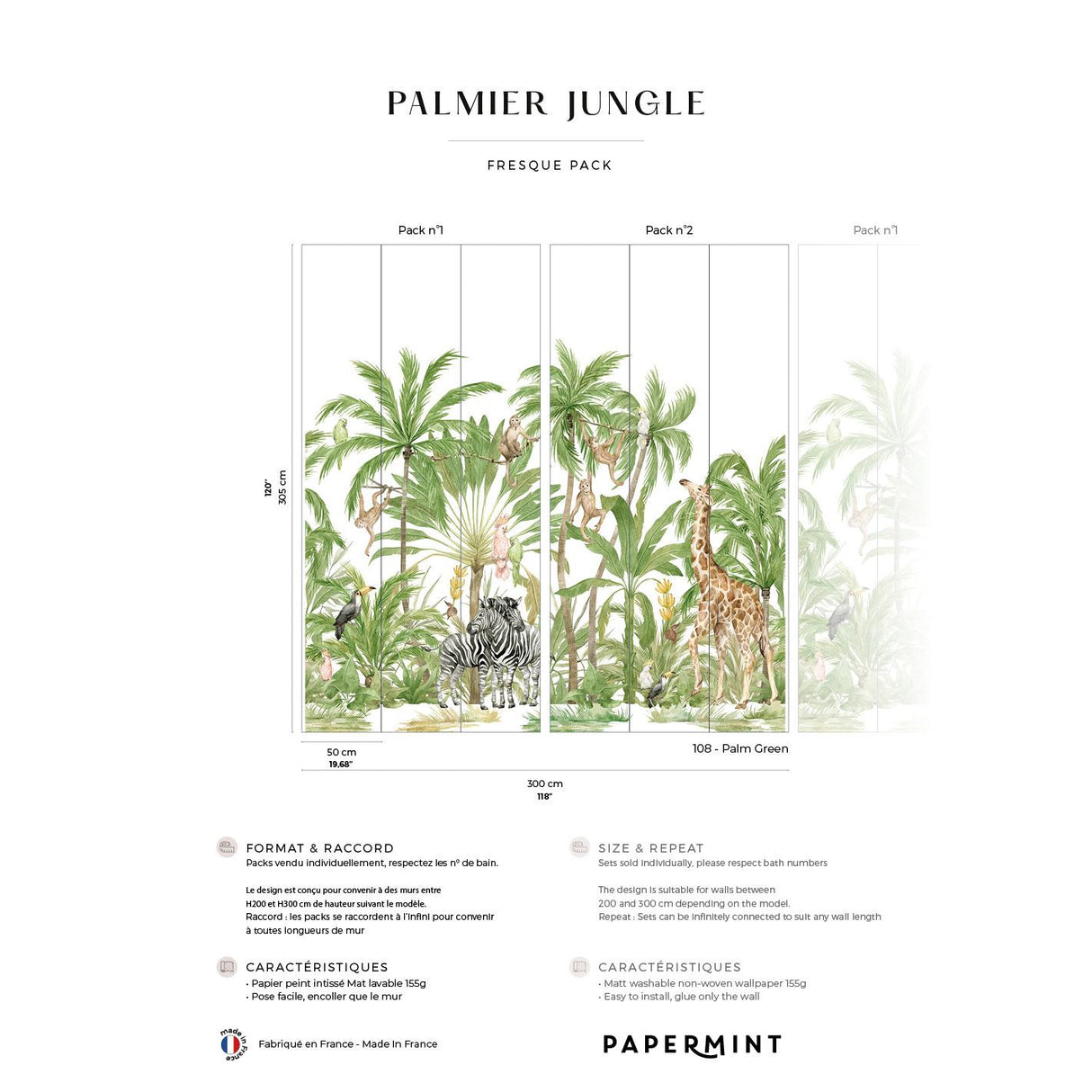 Papermint Palm Tree Pack 1 & 2 in Brown Wall Mural