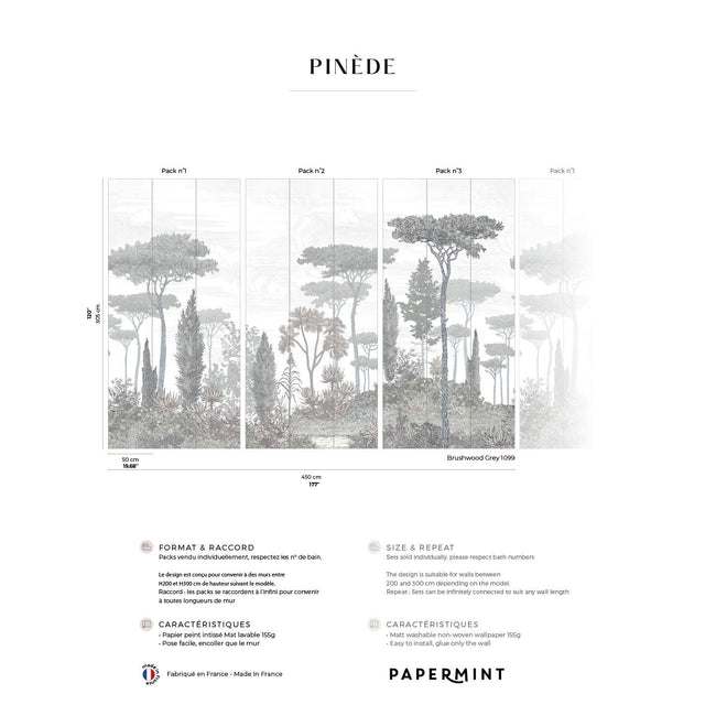 Papermint Pinery Pack 1, 2 & 3 in Gray Wall Mural