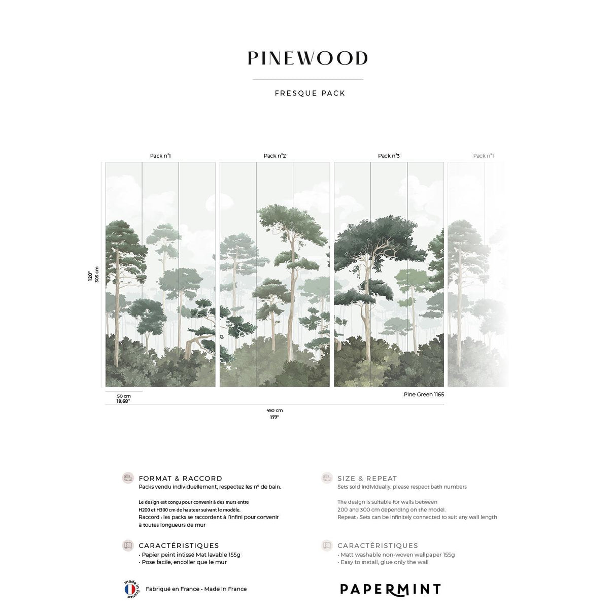 Papermint Pinewood Pack 1, 2 & 3 in Green Wall Mural