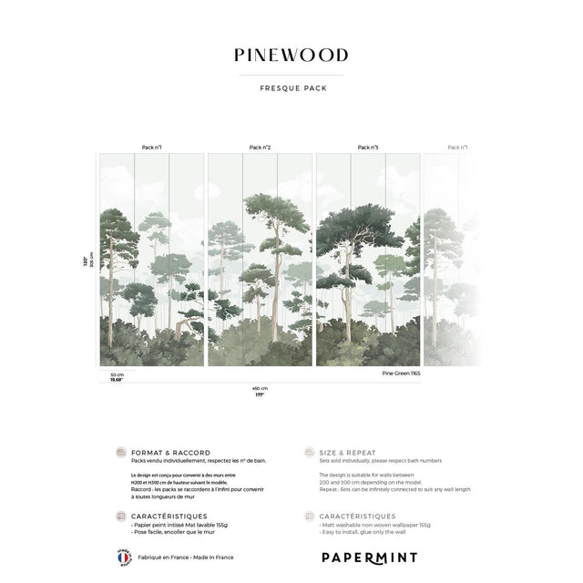 Papermint Pinewood Pack 1, 2 & 3 in Green Wall Mural