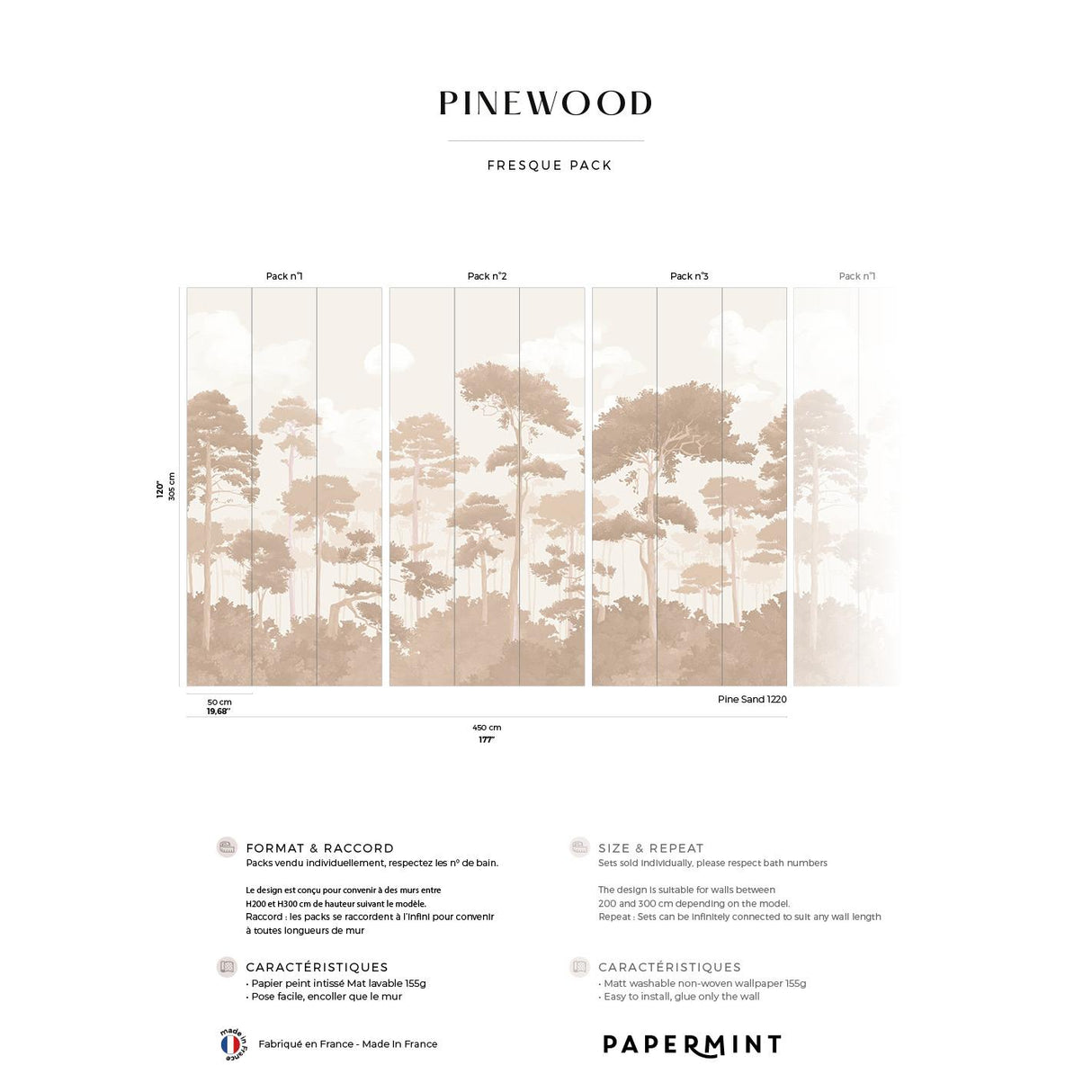 Papermint Pinewood Pack 1, 2 & 3 in Beige Wall Mural