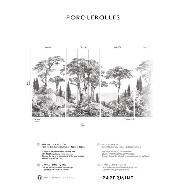 Papermint Porquerolles Pack 1, 2 & 3 in Gray Wall Mural
