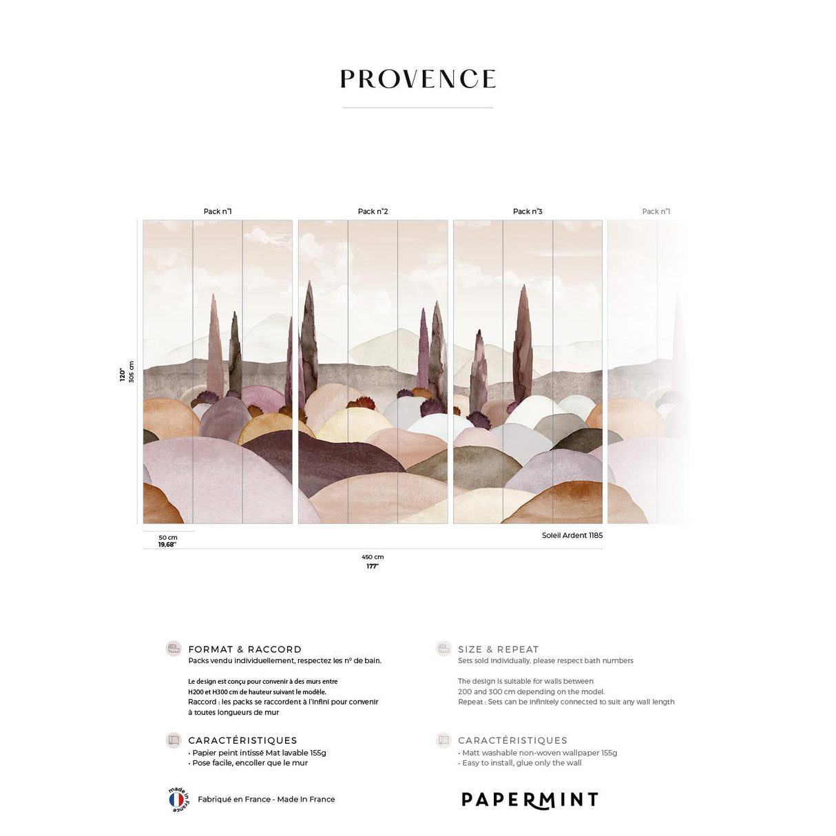 Papermint Provence Pack 1, 2 & 3 in Pink Wall Mural