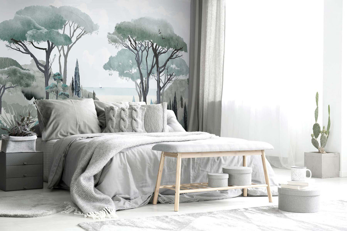 Veer Decor Riviera La Spiagga Pack 1, 2 & 3 in Green Wall Mural