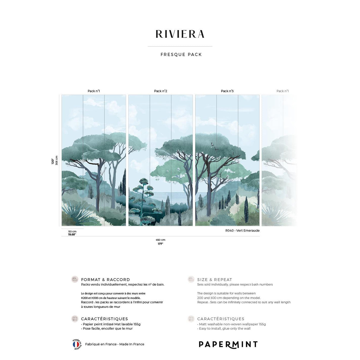 Papermint Riviera Pack 1, 2 & 3 in Green Wall Mural