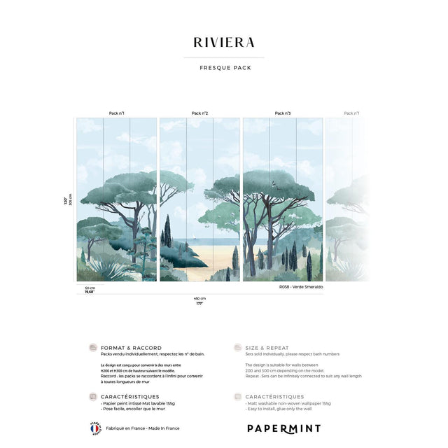 Papermint Riviera La Spiagga Pack 1, 2 & 3 in Blue Wall Mural