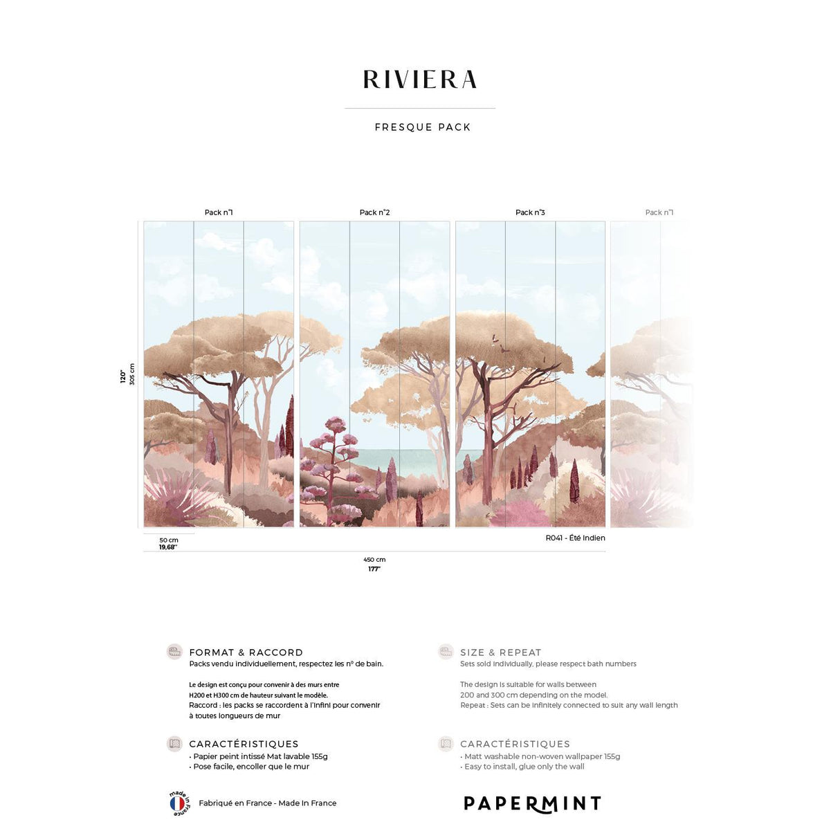 Papermint Riviera Pack 1, 2 & 3 in Orange Wall Mural