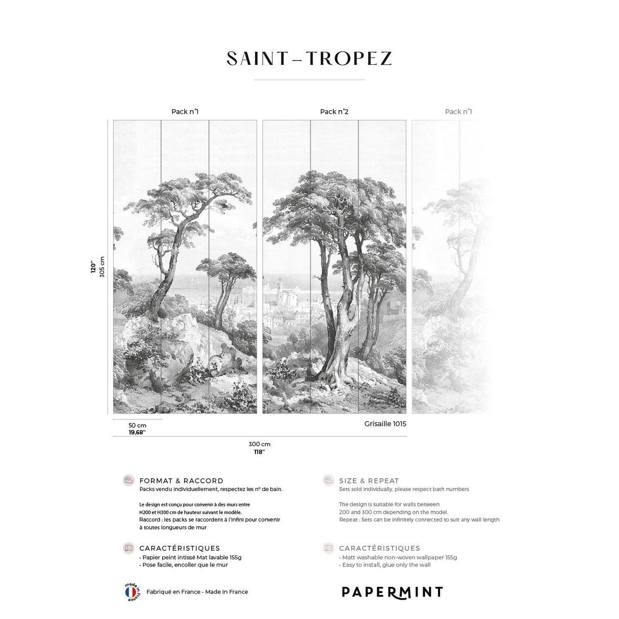 Papermint Saint-Tropez Pack 1 & 2 in Gray Wall Mural