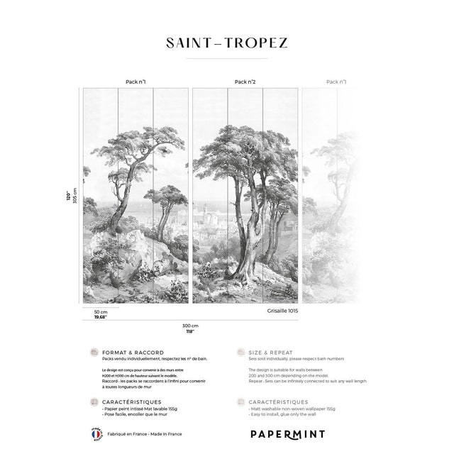 Papermint Saint-Tropez Pack 1 & 2 in Gray Wall Mural
