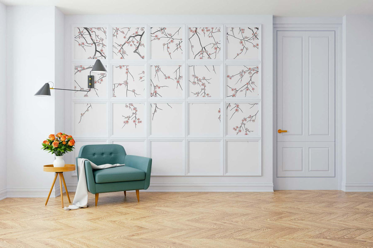 Veer Decor Sakura Pack 1 & 2 in White Wall Mural