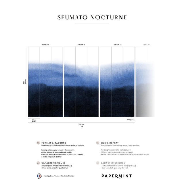 Papermint Sfumato Pack 1, 2 & 3 in Blue Wall Mural