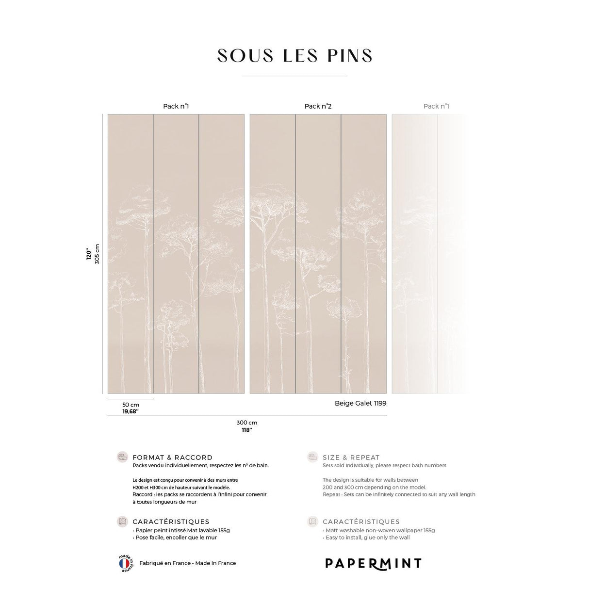 Papermint Under the Pines Pack 1 & 2 in Beige Wall Mural