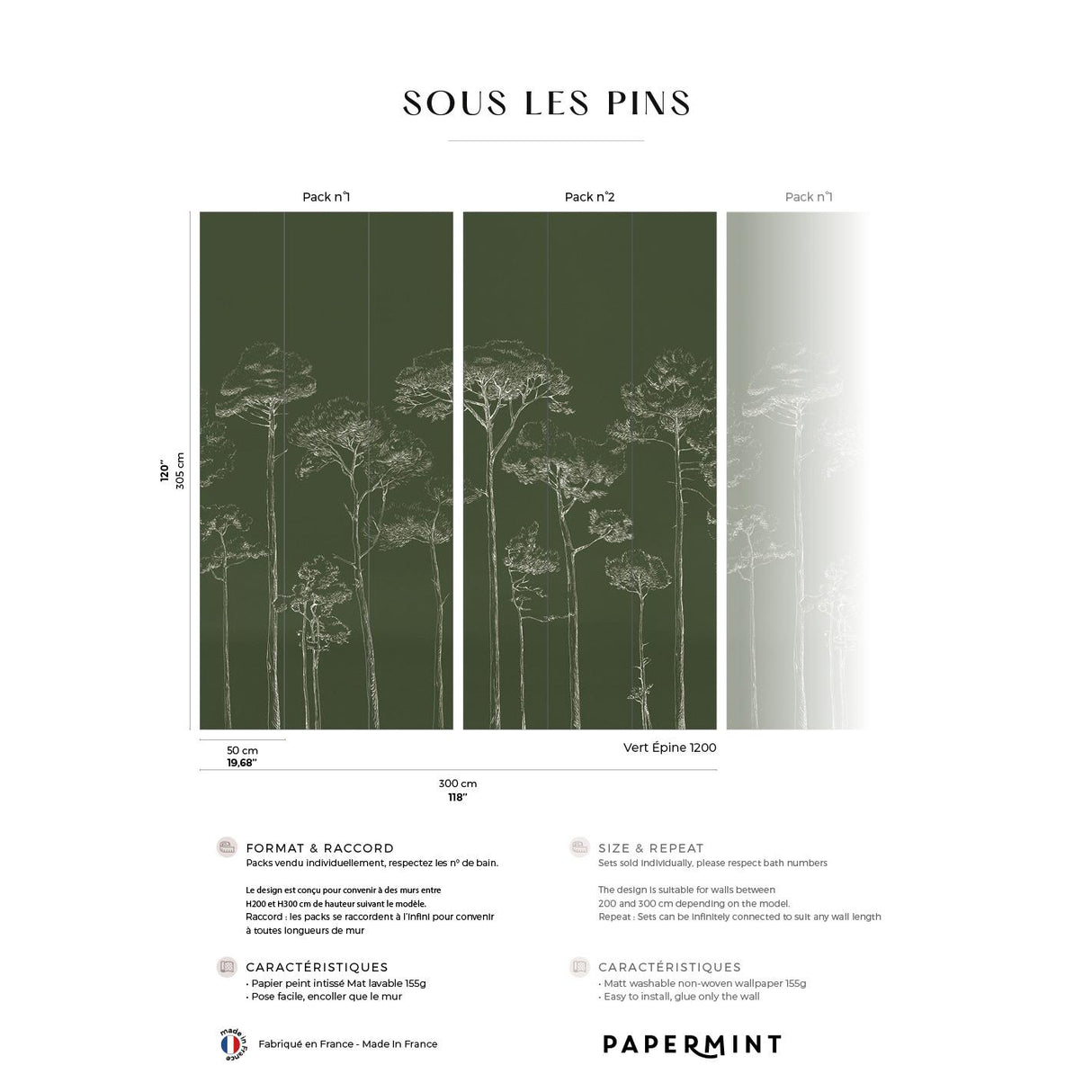 Papermint Under the Pines Pack 1 & 2 in Green Wall Mural