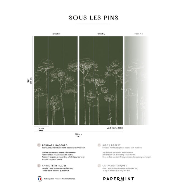 Papermint Under the Pines Pack 1 & 2 in Green Wall Mural