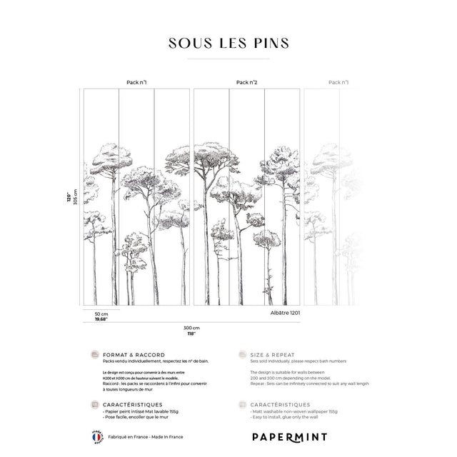 Papermint Under the Pines Pack 1 & 2 in Black Wall Mural