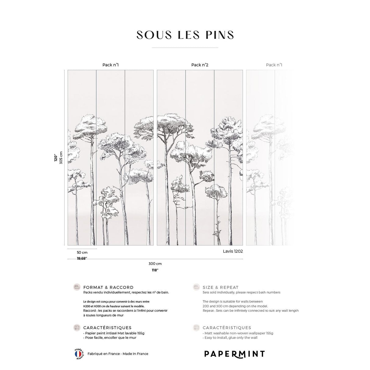 Papermint Under the Pines Pack 1 & 2 in White Wall Mural