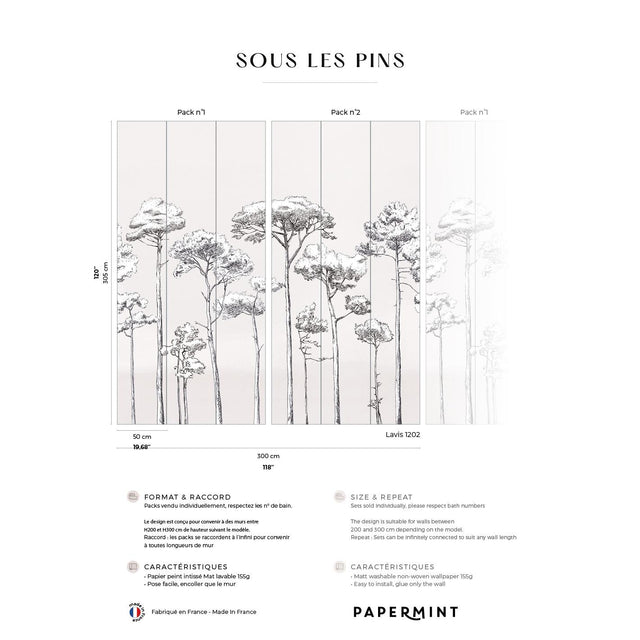 Papermint Under the Pines Pack 1 & 2 in White Wall Mural