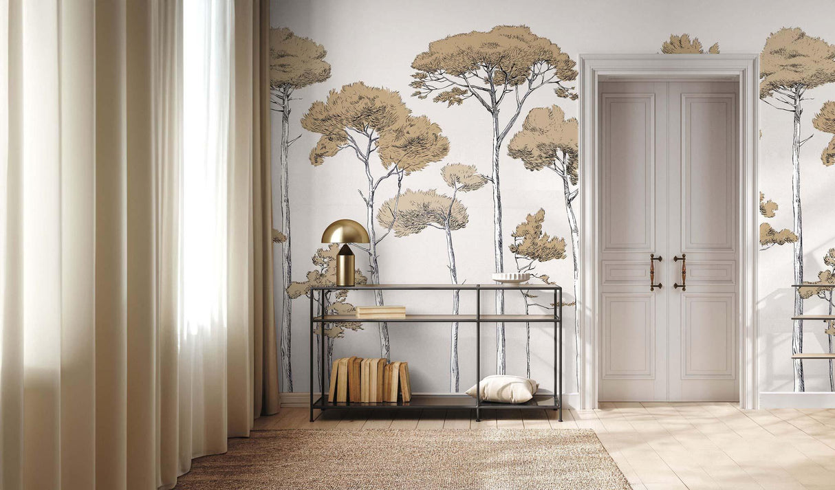 Veer Decor Under the Pines Pack 1 & 2 in Gold Wall Mural