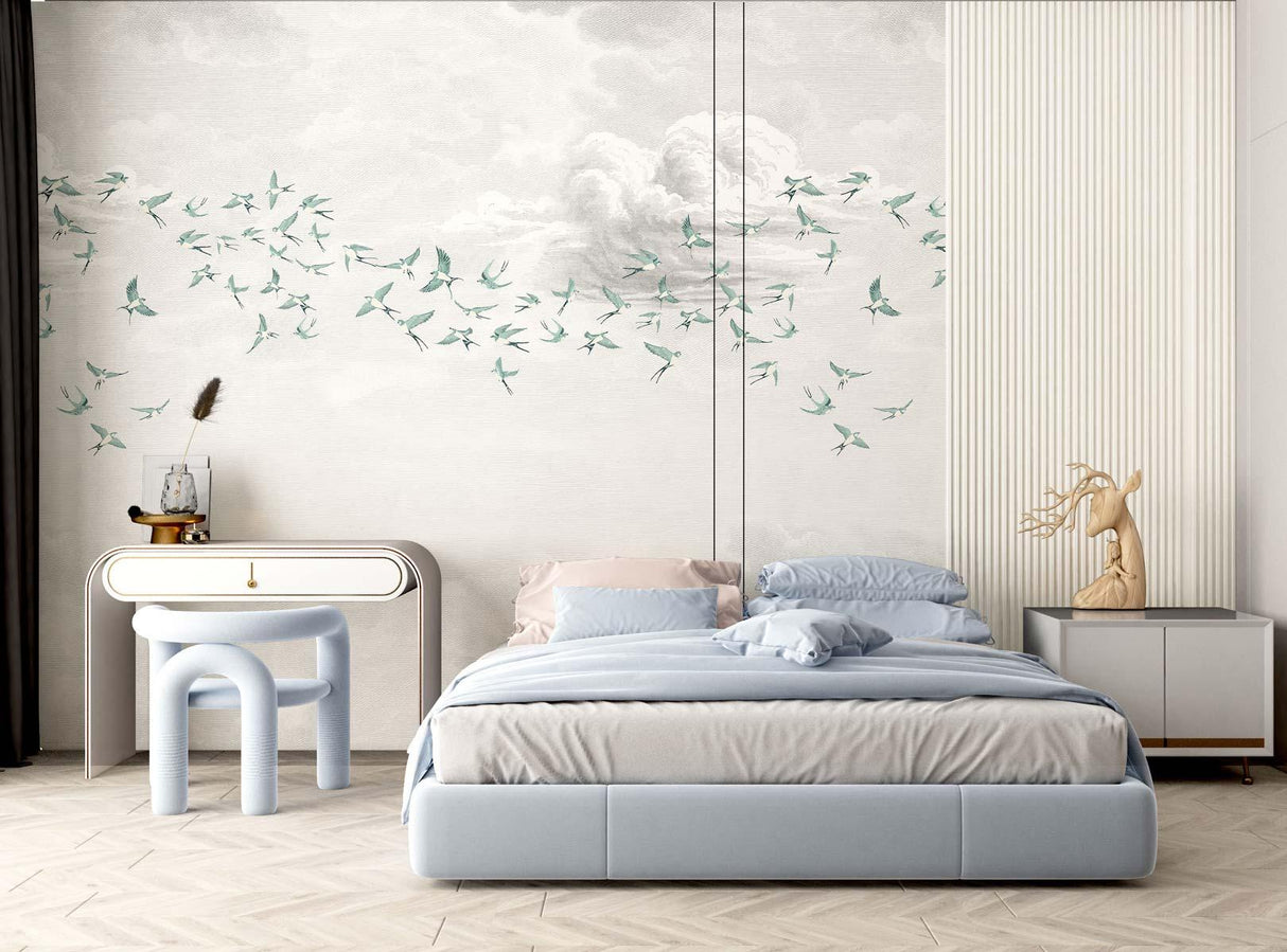Veer Decor Swallow Clouds Pack 1 & 2 in Teal Wall Mural