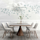 Veer Decor Swallow Clouds Pack 1 & 2 in Teal Wall Mural