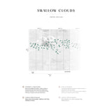 Papermint Swallow Clouds Pack 1 & 2 in Green Wall Mural